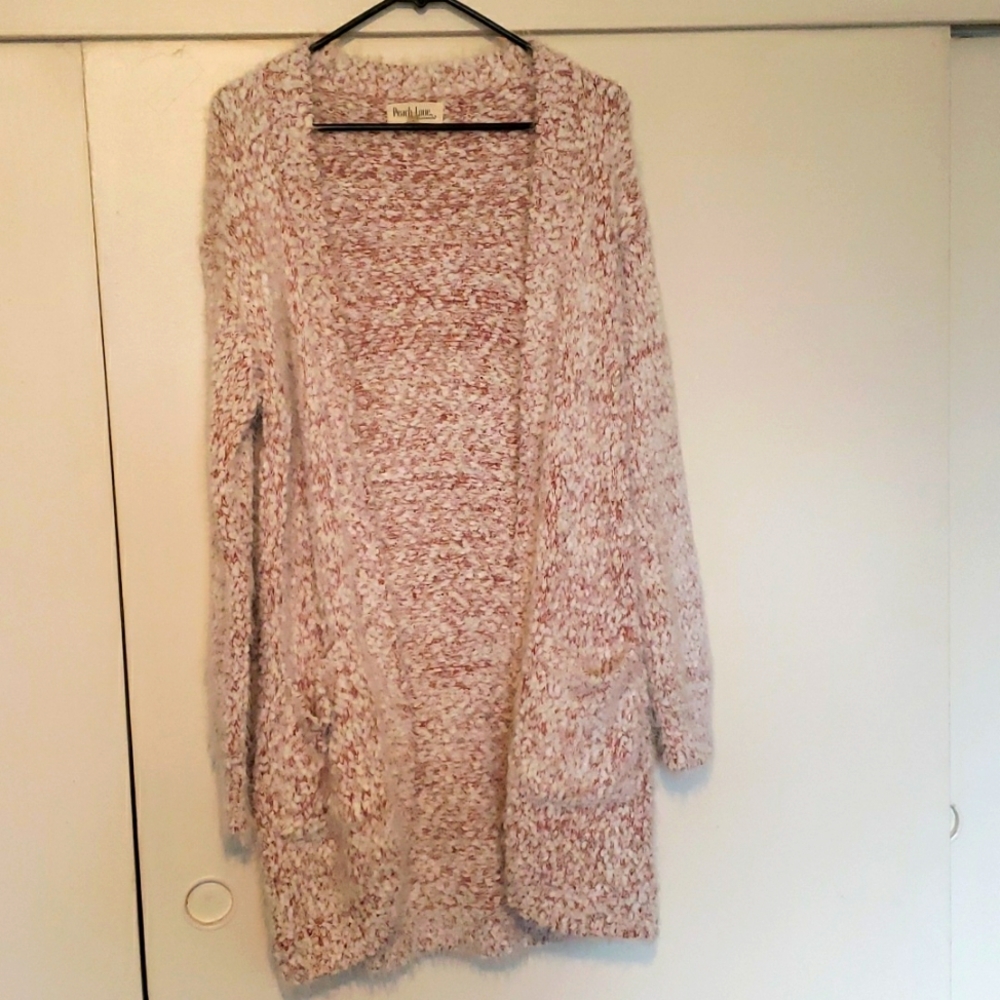Peach Love Size S Fuzzy Cardigan Sweater - Picture 1 of 3